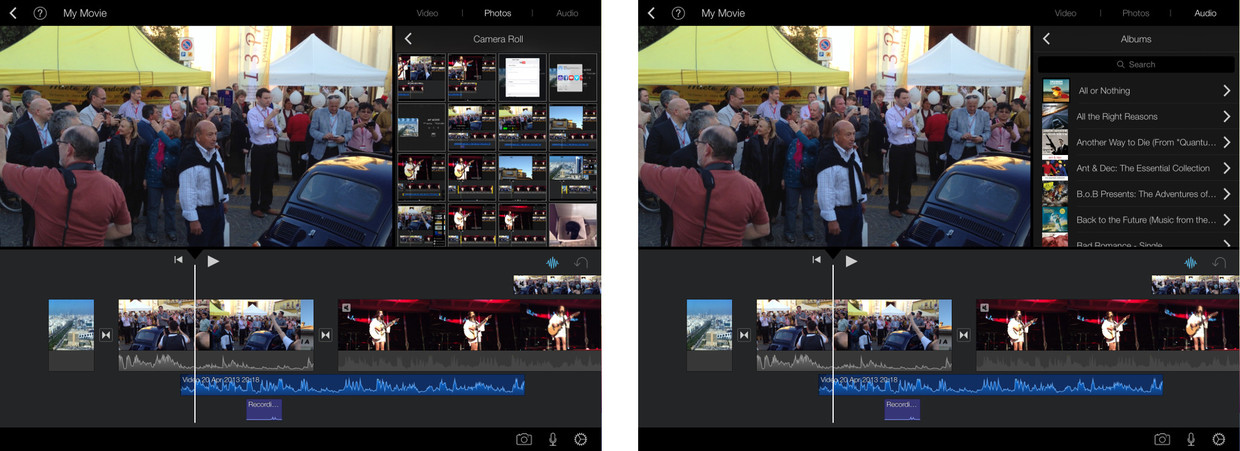 imovie ipad screens