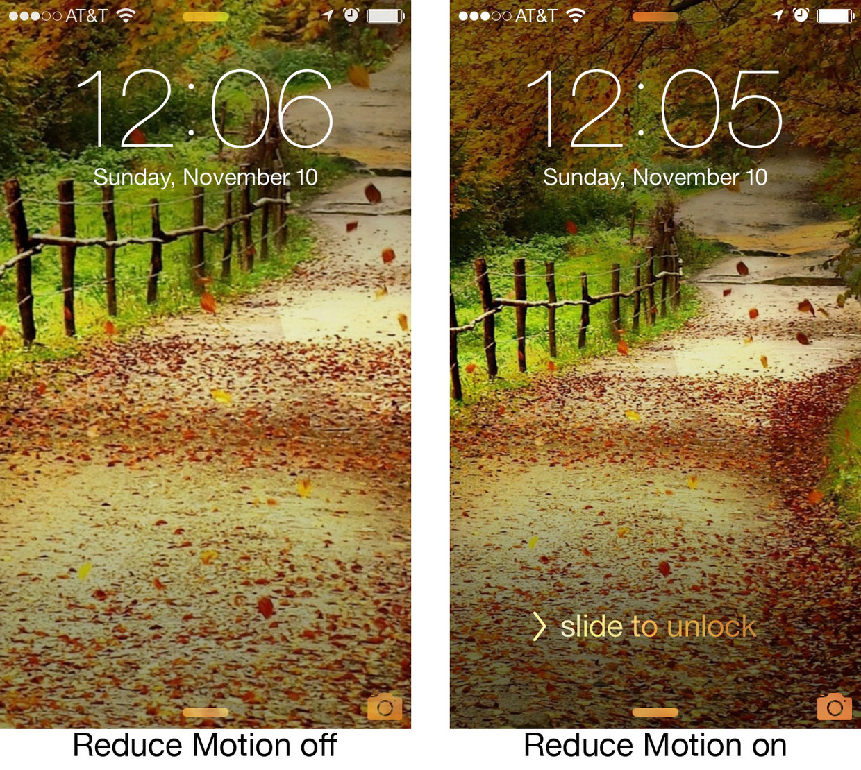 reduce motion on off example