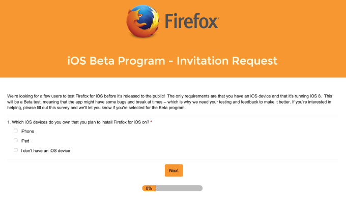 firefox iOS survey