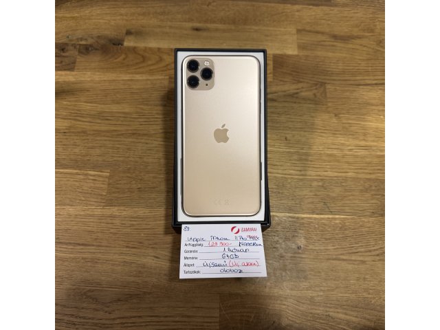 89. Apple iPhone 11 Pro Max - 64 GB - Arany - Kártyafüggetlen - ÚJ AKKU