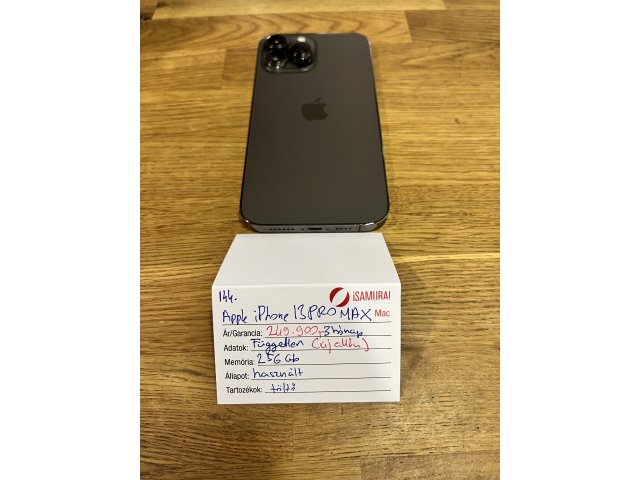 144. Apple iPhone 13 Pro Max - 256 GB - Grafit - Új Akku