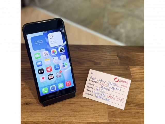 Apple iPhone SE 3.gen (2022) - 64 GB - Fekete - Kártyafüggetlen - Akku 100% ( 41.)