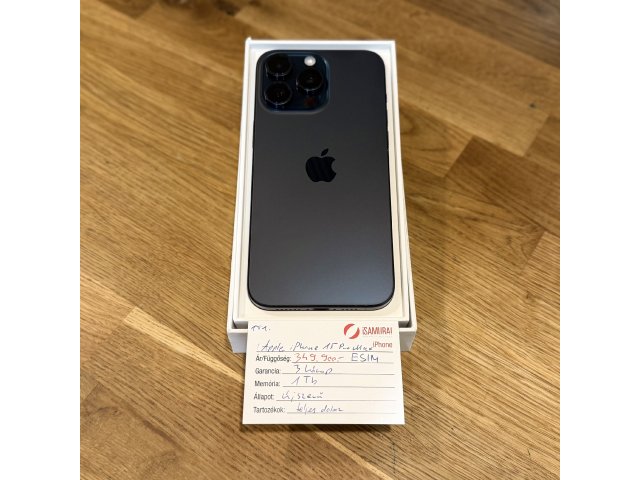 151. Apple iPhone 15 Pro Max - 1 TB - Kék Titán - ESIM