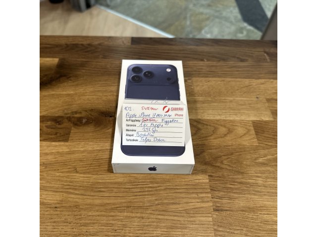 102. Apple iPhone 17 Pro Max - 256gb - Kék - Bontatlan