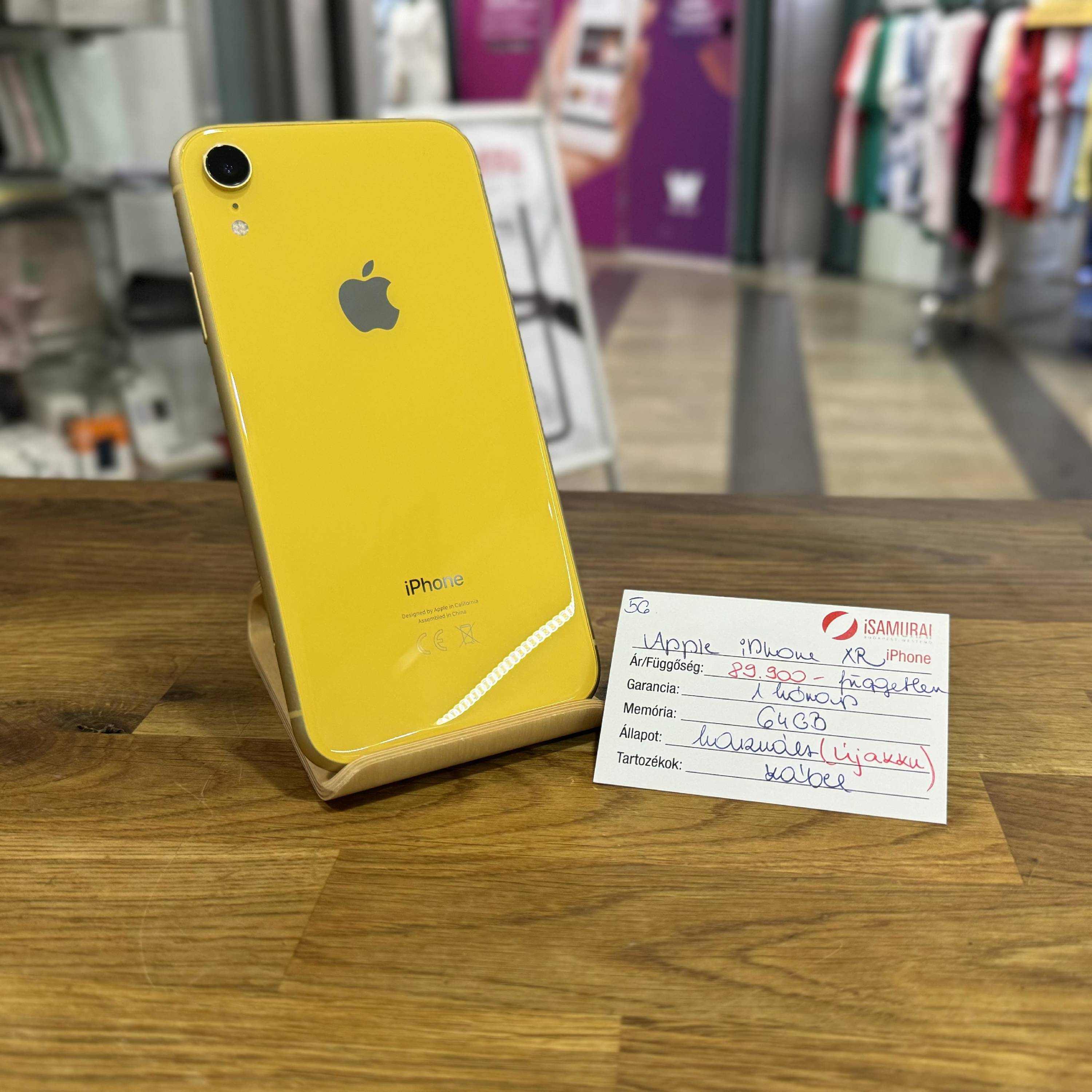 56. Apple iPhone XR - 64 GB - Sárga - Független - ÚJ AKKU