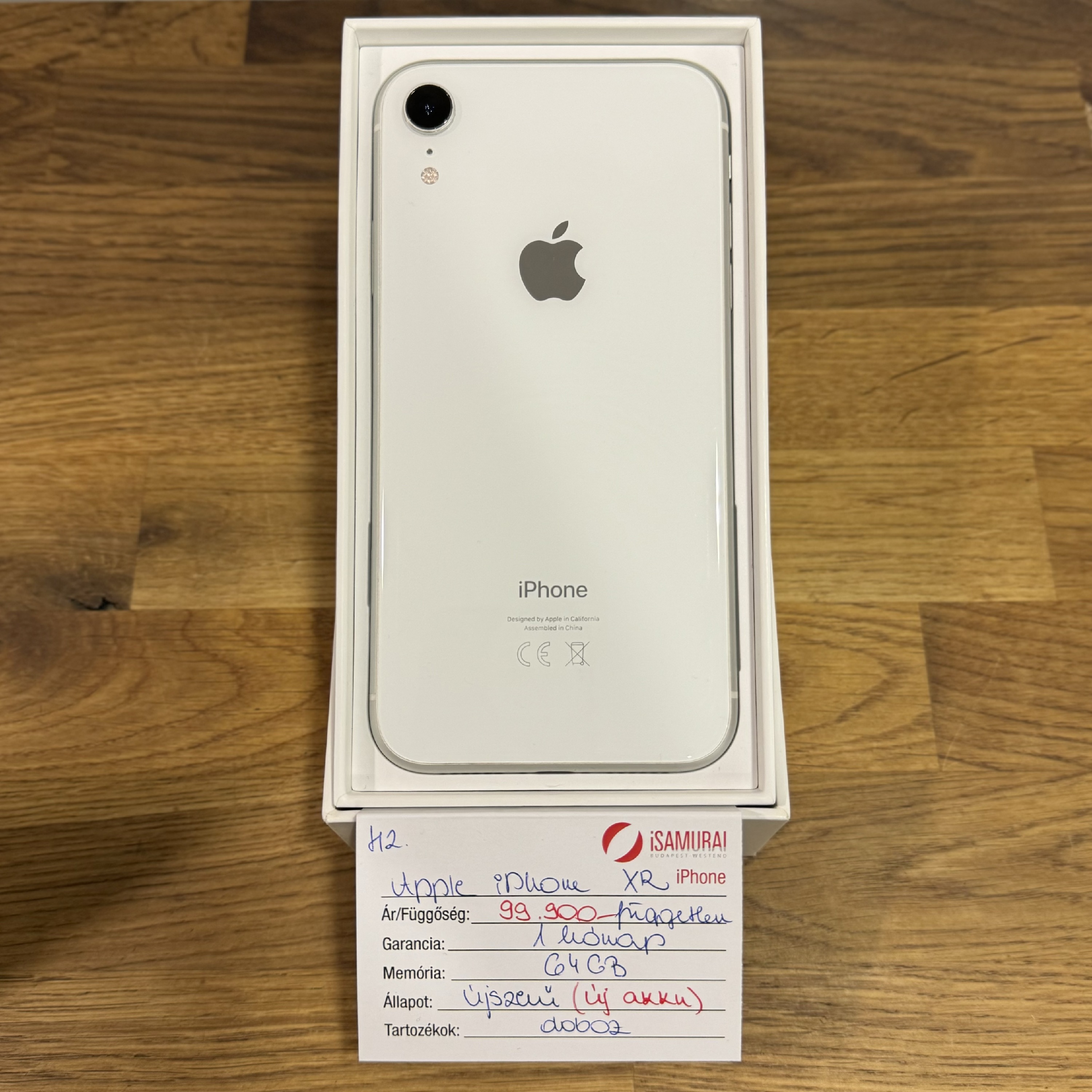 42. Apple iPhone XR - 64 GB - Fehér - Független - ÚJ AKKU