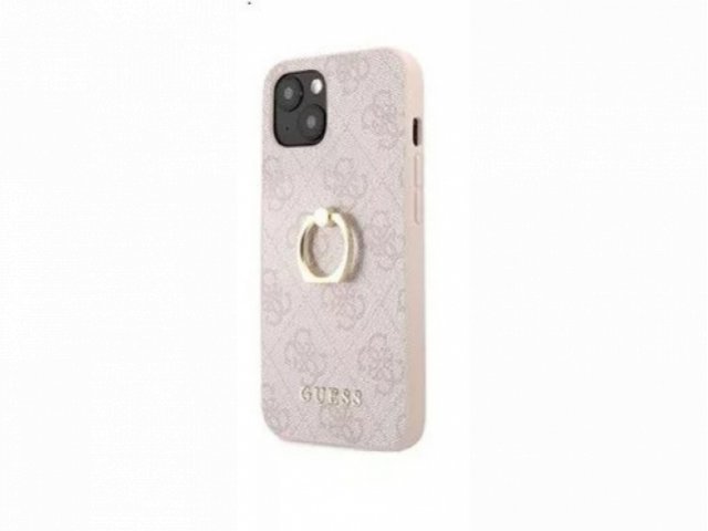 Guess PU 4G Ring Apple iPhone 13 mini hátlap tok, rózsaszín (GUHCP13S4GMRPI)