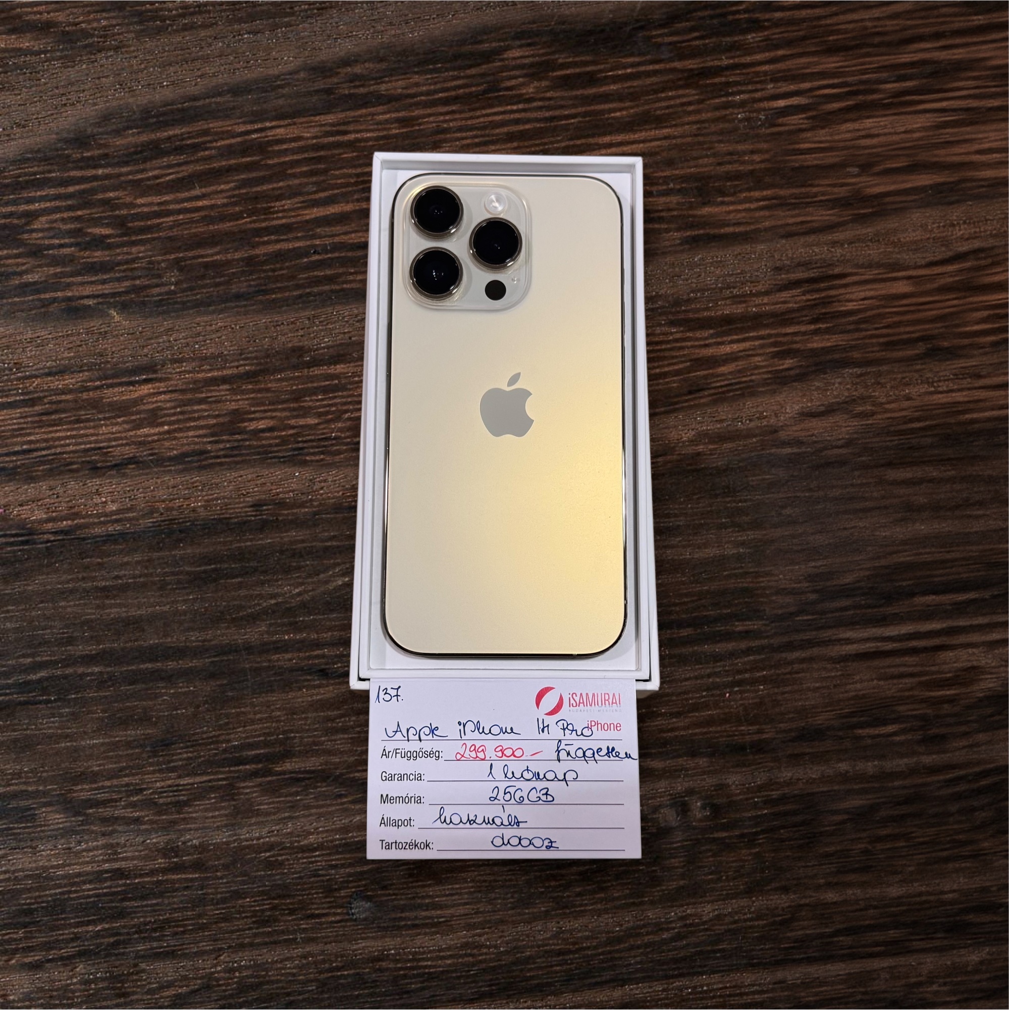 137. Apple iPhone 14 Pro - 256 GB - Gold - Független