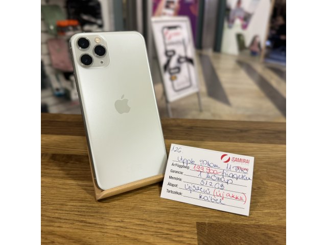 126. Apple iPhone 11 Pro - 512 GB - Ezüst - Kártyafüggetlen - ÚJ AKKU