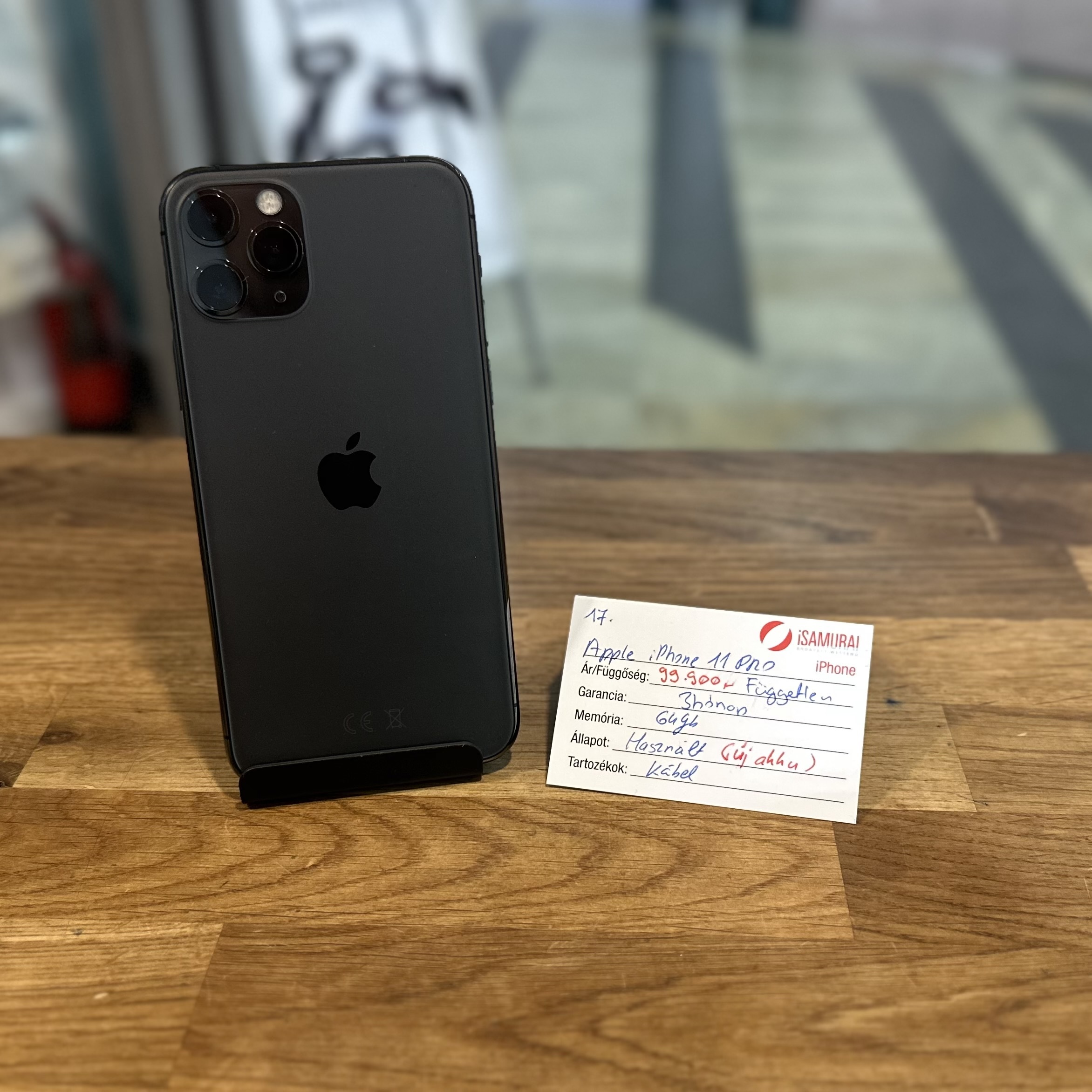 17. Apple iPhone 11 Pro - 64 GB - Space Gray - Független - ÚJ AKKU