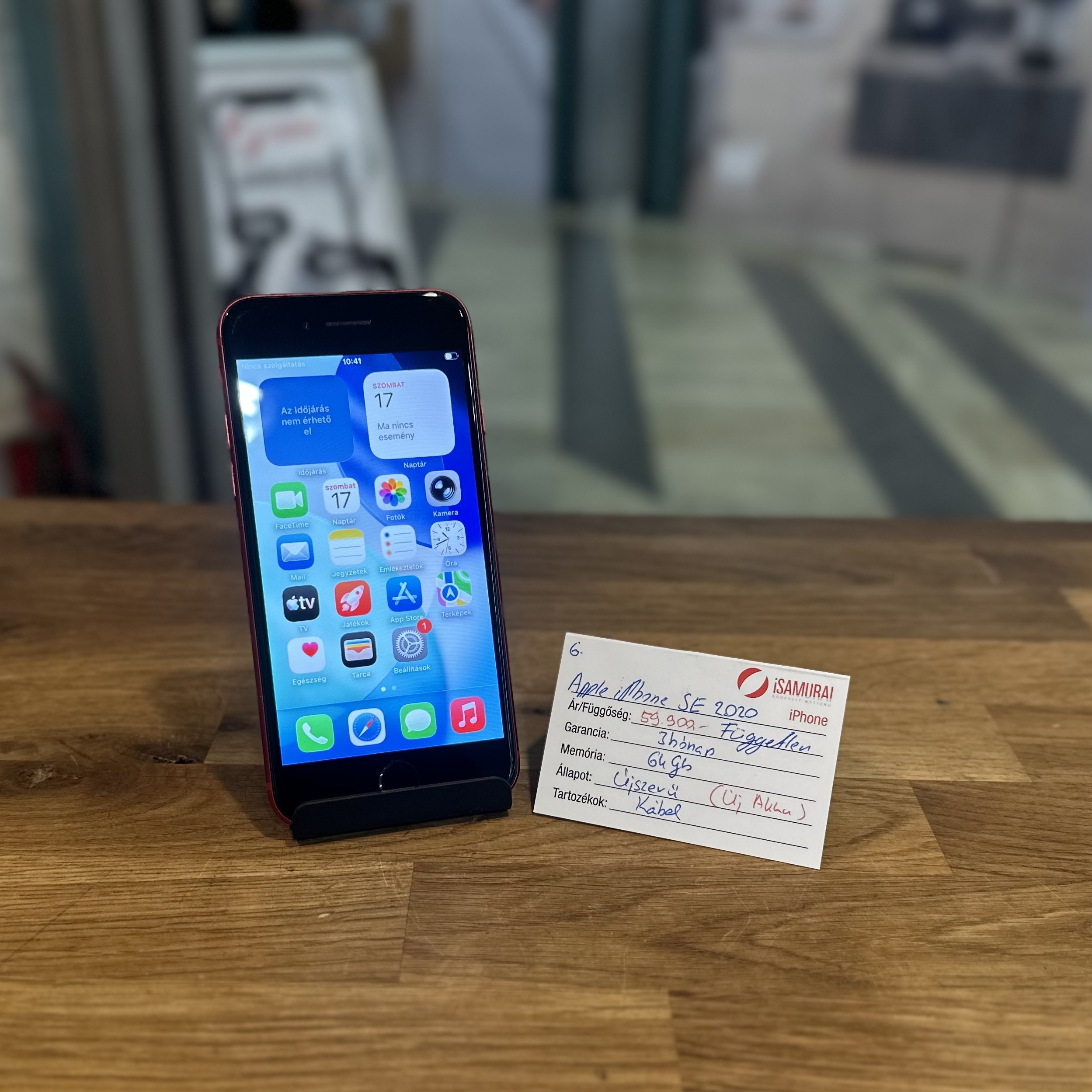 6. Apple iPhone SE 2020 - 64 GB - Független - product(RED) - ÚJ AKKU