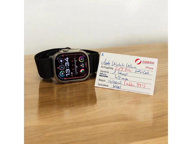 8. Apple Watch Ultra - 49 mm - GPS+LTE - Újszerű - akku 99%