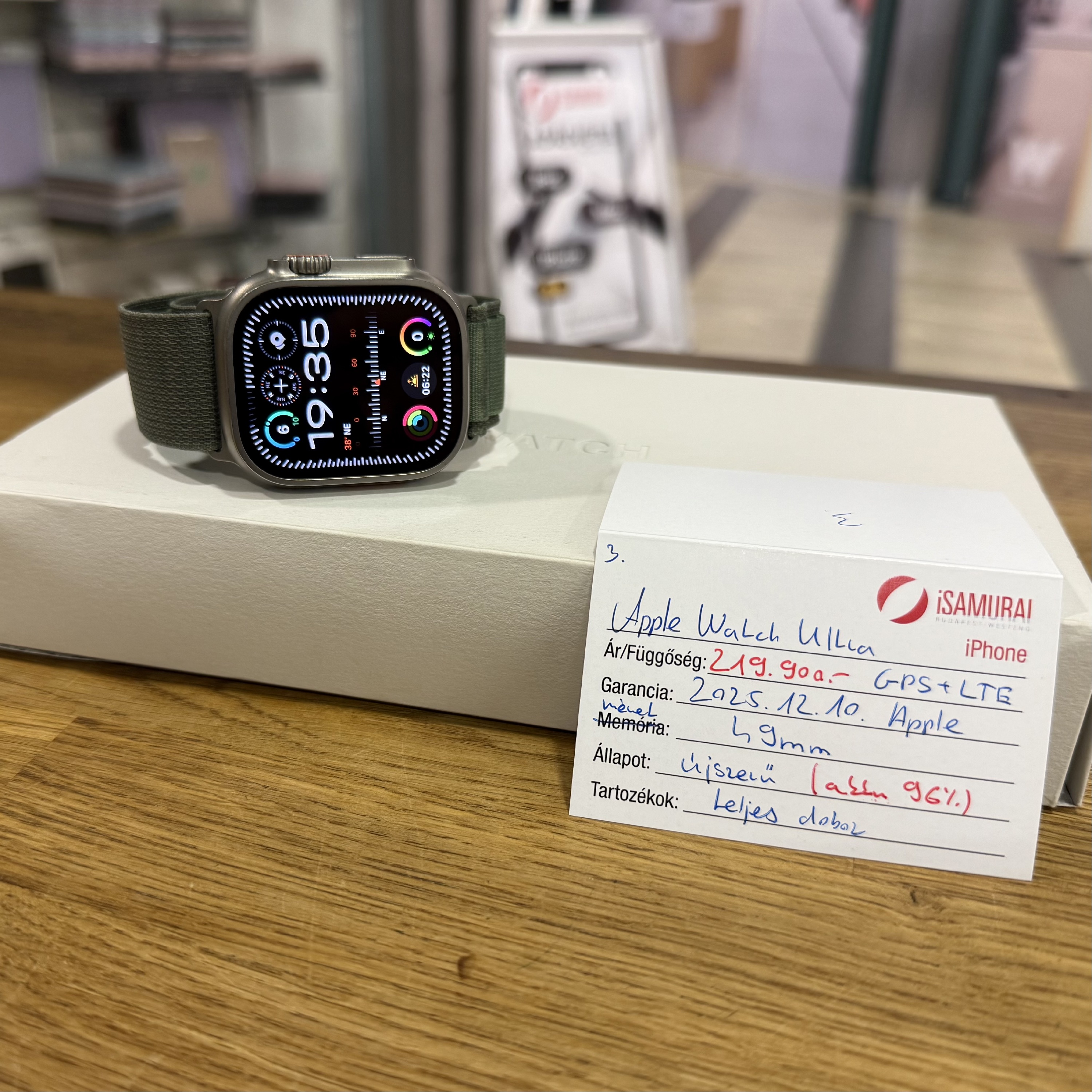 3. Apple Watch Ultra - 49 mm - GPS+LTE - Újszerű - akku 96% - 2025.12.10. Apple gar.