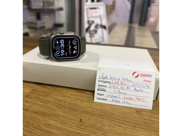 3. Apple Watch Ultra - 49 mm - GPS+LTE - Újszerű - akku 96% - 2025.12.10. Apple gar.