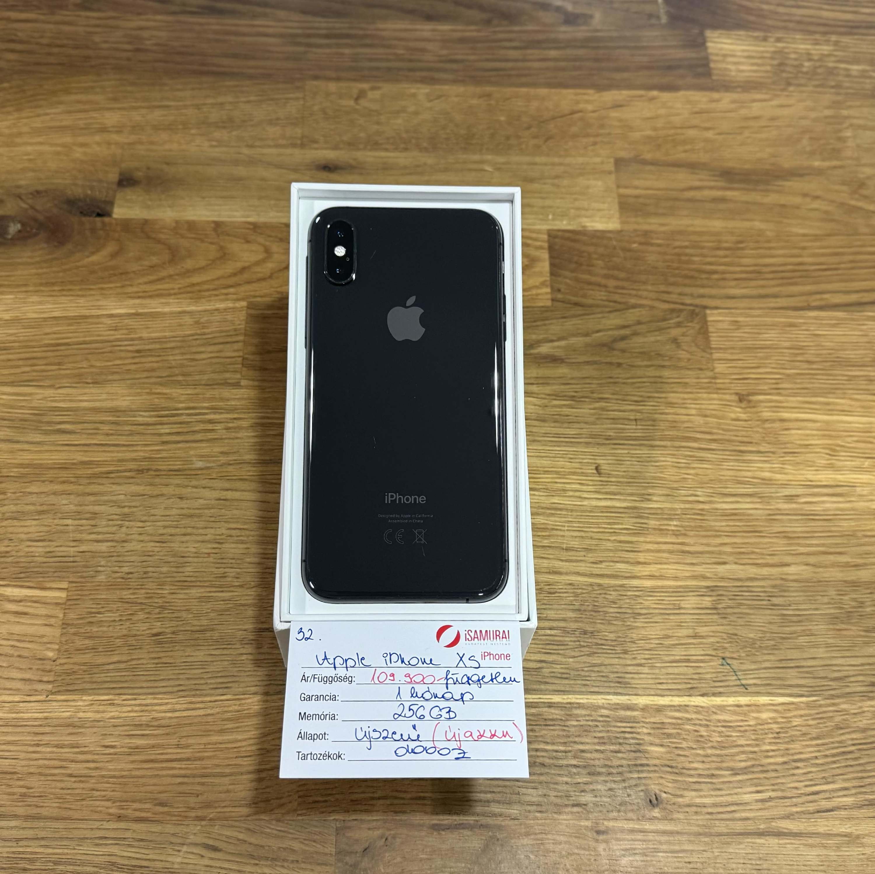 32. Apple iPhone XS - 256 GB - Space Gray - Független - ÚJ AKKU