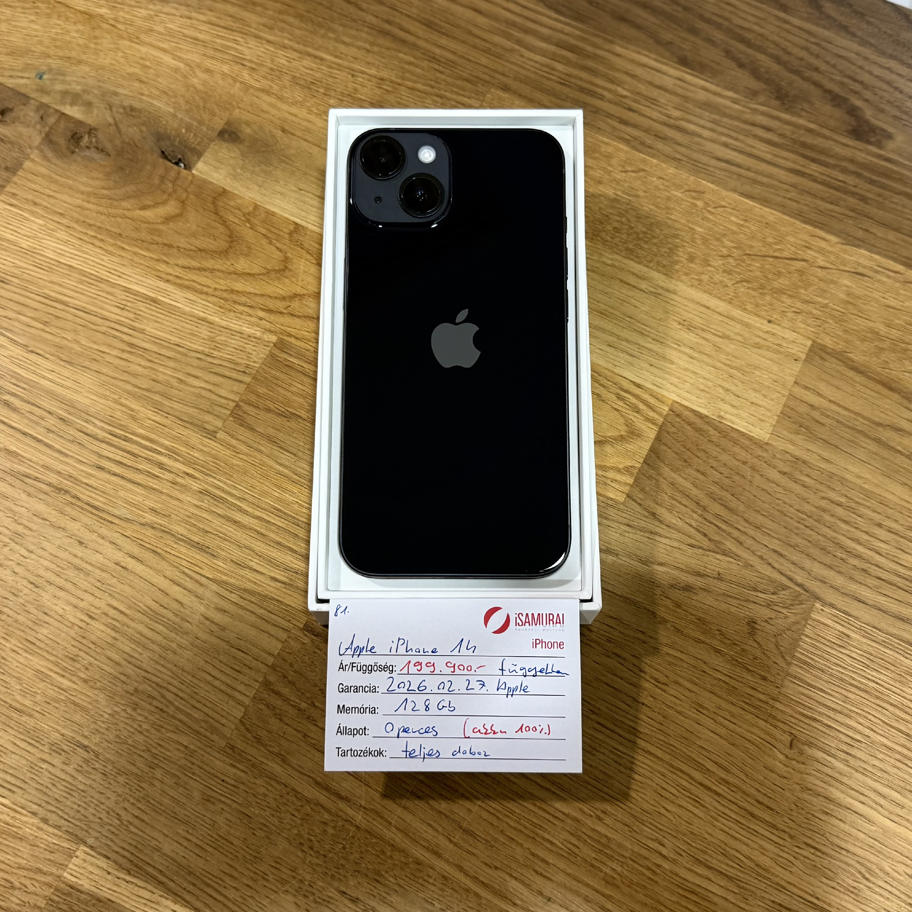 81. Apple iPhone 14 - 128 GB - Midnight - 0 Perces