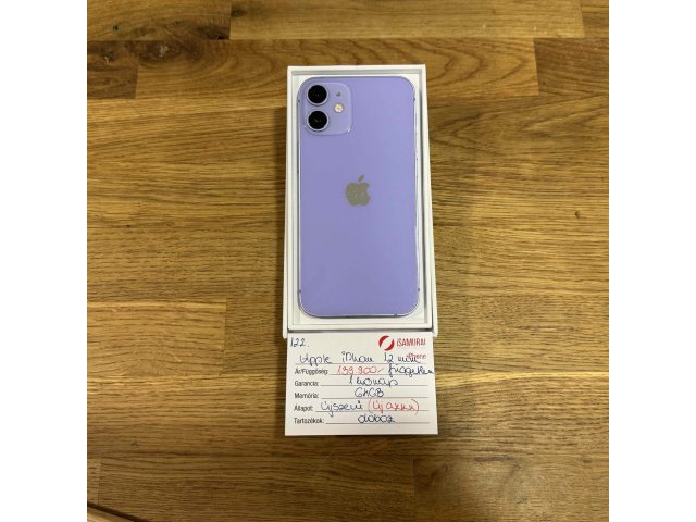 122. Apple iPhone 12 mini - 64 GB - Lila - Újszerű - ÚJ AKKU