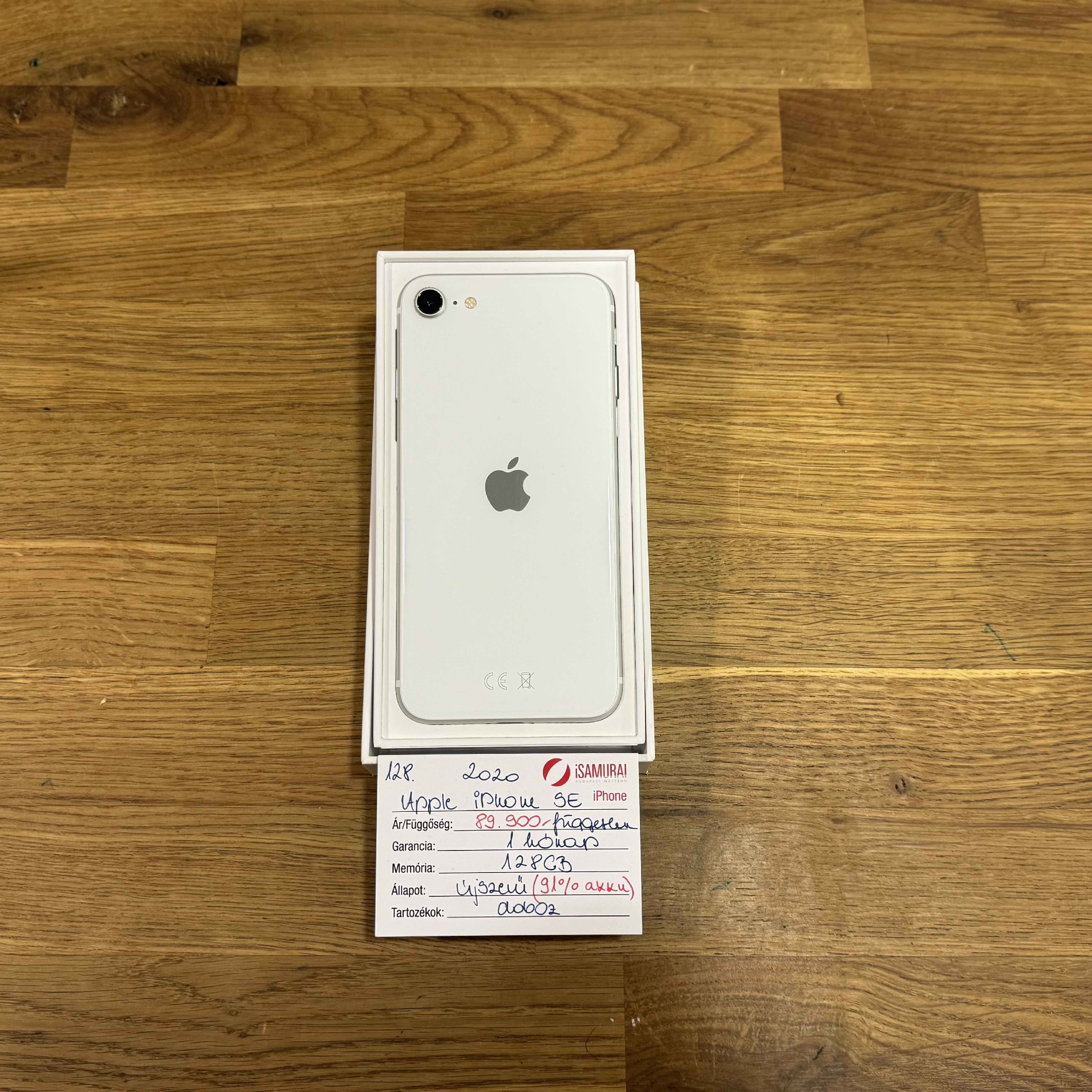 128. Apple iPhone SE 2020 - 128 GB - Fehér - Független - ÚJSZERŰ