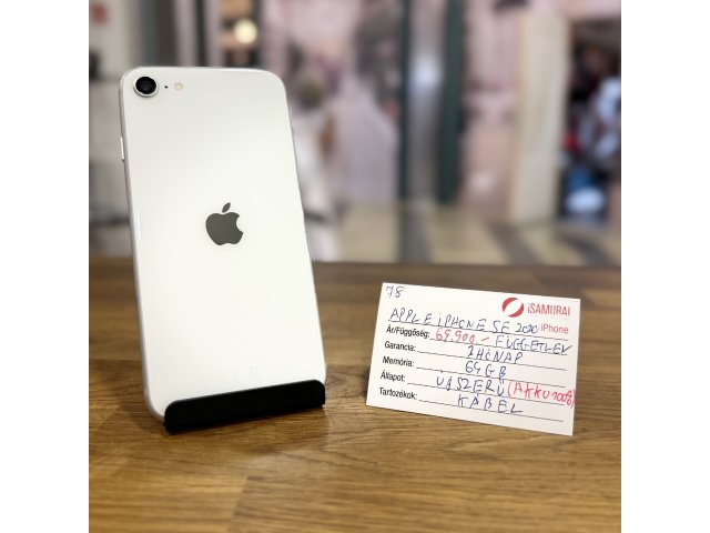 78. Apple iPhone SE 2.gen. 64 GB - Fehér - Független - ÚJSZERŰ - Új akku