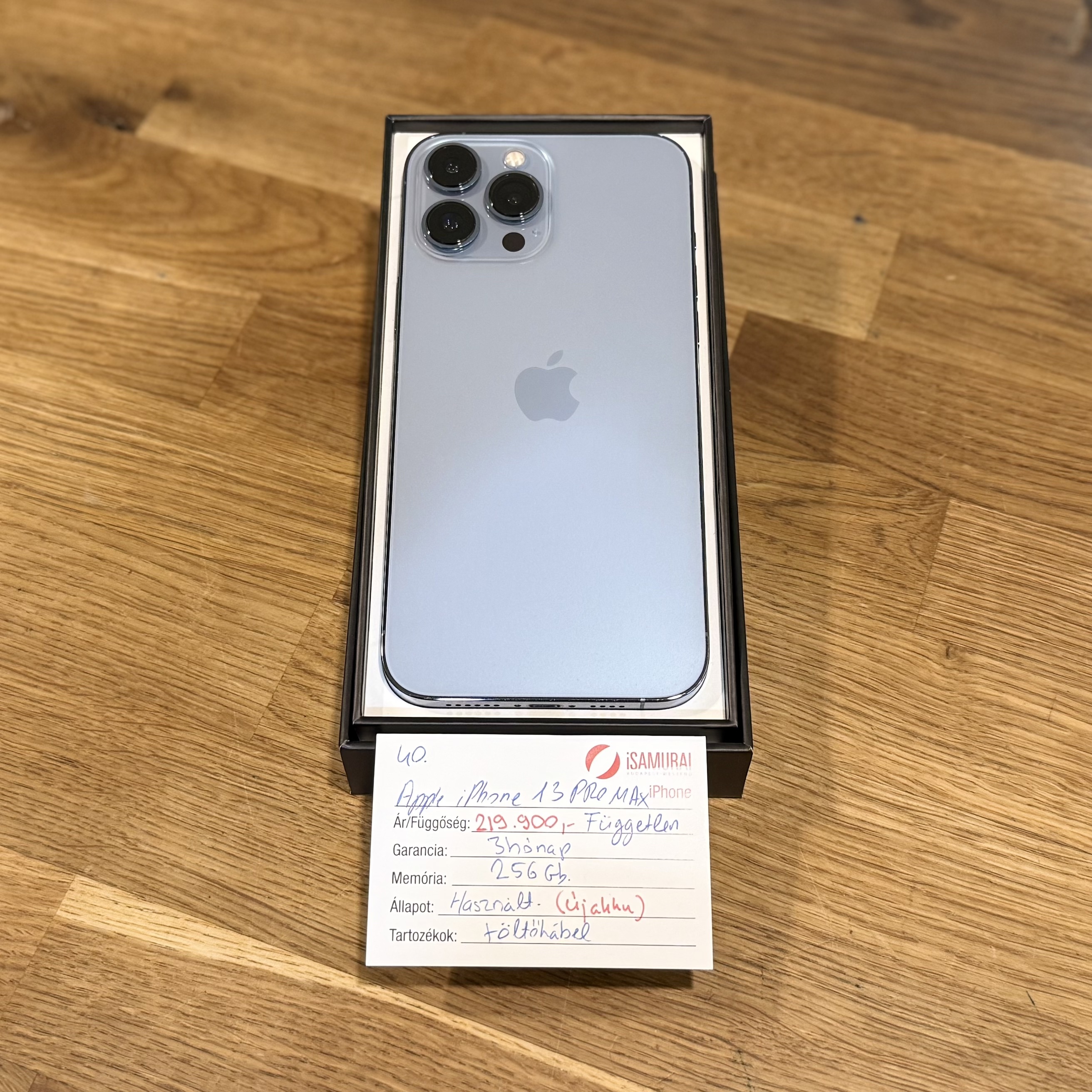 40. Apple iPhone 13 Pro Max - 256 GB - Sierra Blue - ÚJ AKKU