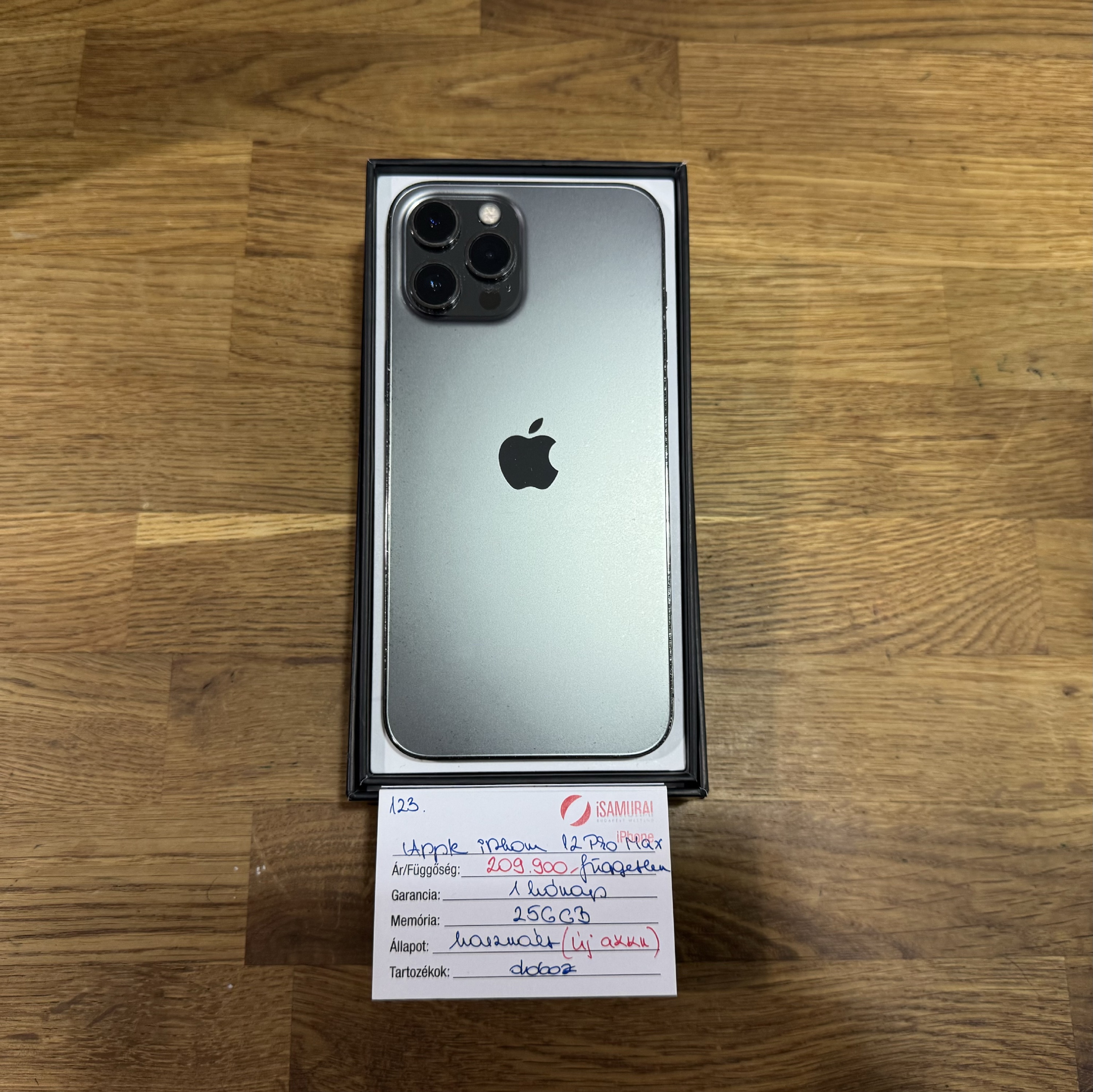 123. Apple iPhone 12 Pro Max - 256 GB - Grafit - Független - ÚJ AKKU