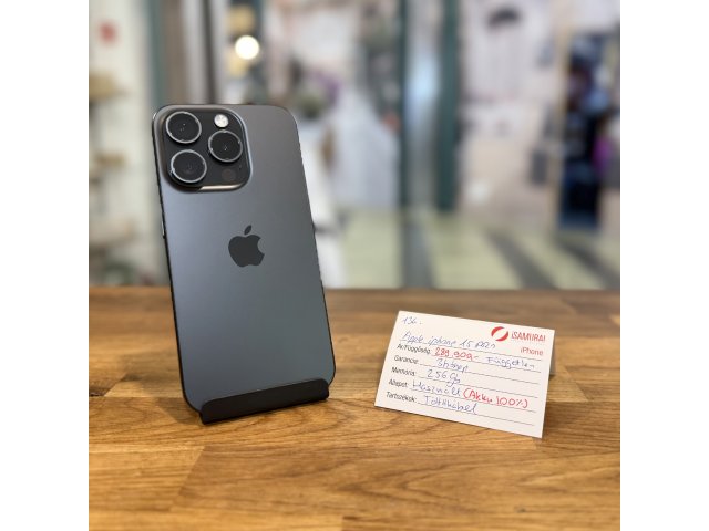 136. Apple iPhone 15 Pro - 256 GB - Fekete Titán - akku 100%
