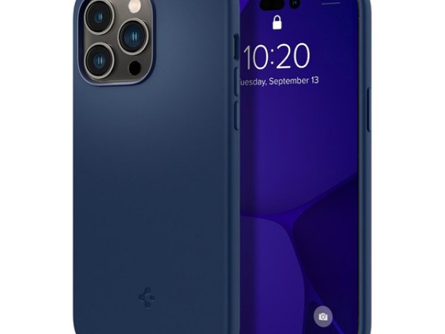 Spigen Silicon Fit Mag Apple iPhone 14 Pro Max Navy Blue MagSafe tok, kék