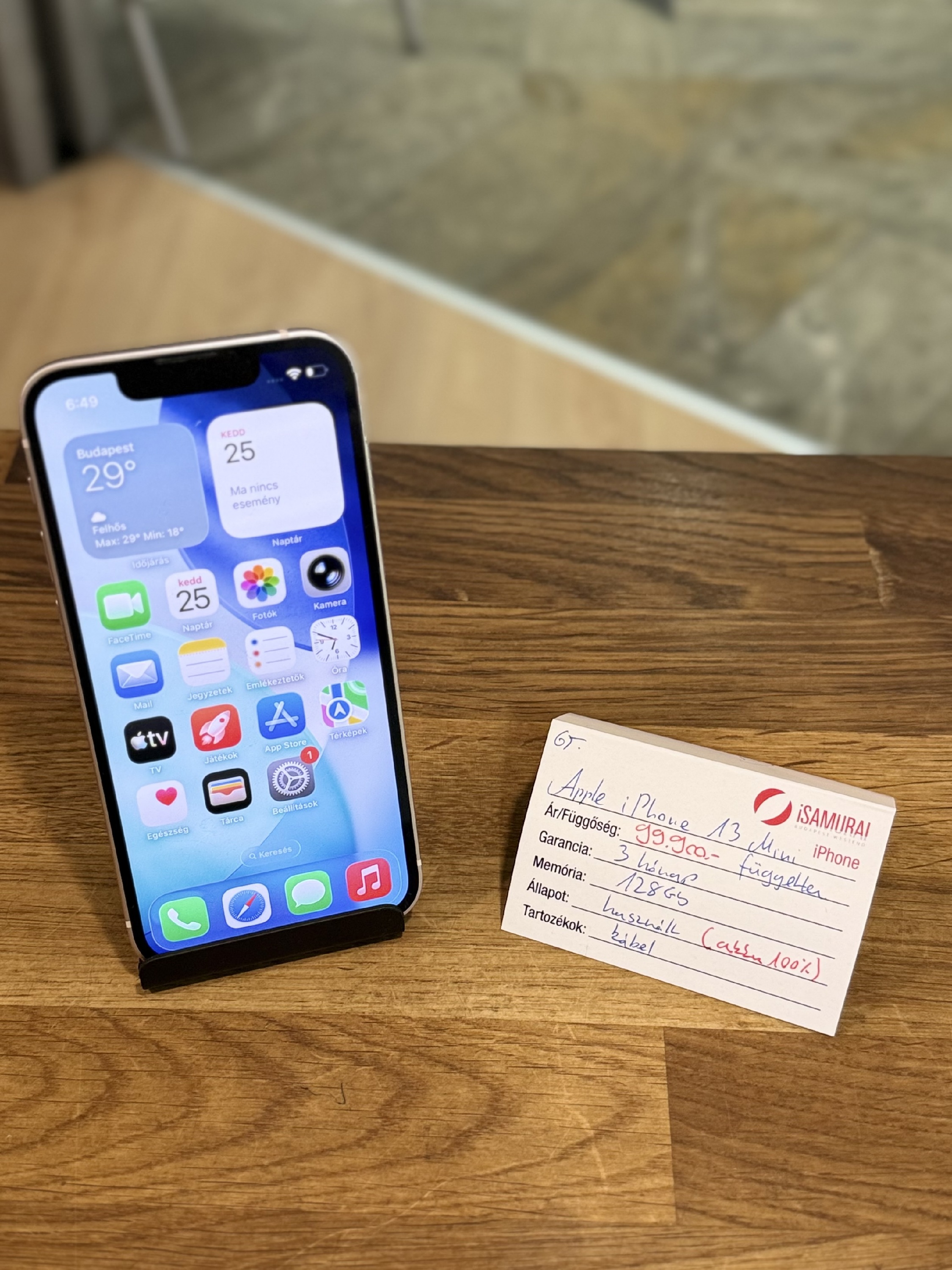 Apple iPhone 13 mini - 128 GB - Rózsaszín - Független - 100% akku  (65.)