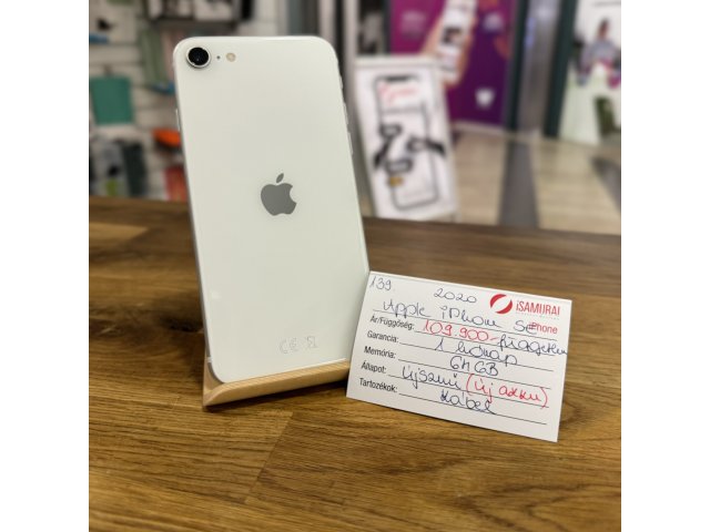 139. Apple iPhone SE 2020 - 64 GB - Fehér - Kártyafüggetlen - ÚJ AKKU