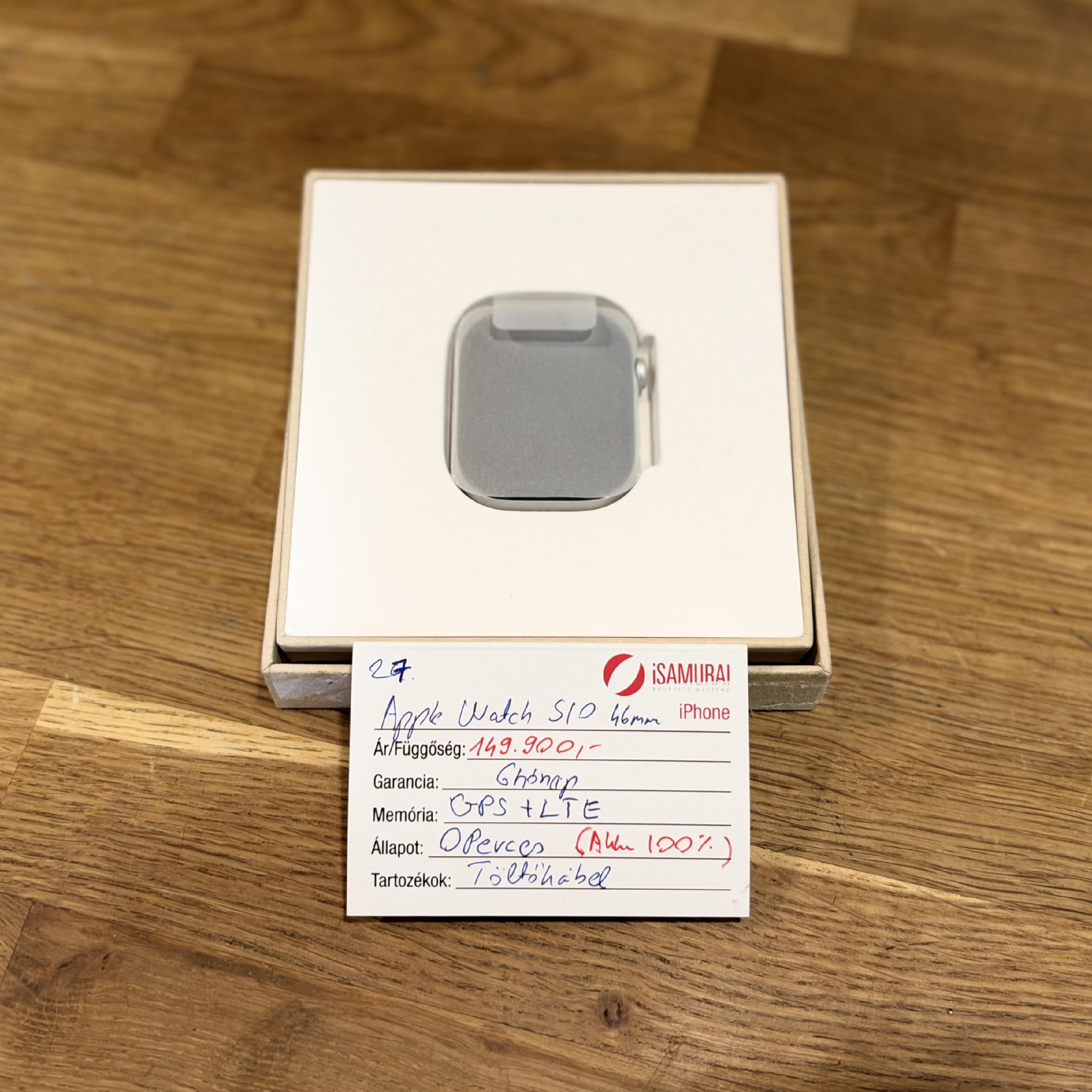 Apple Watch Series 10 - 46 mm - Ezüst - GPS+LTE - 100% AKKU -0 perces ( 27.)