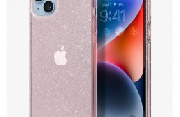 Spigen Liquid Crystal Glitter Apple iPhone 14 Rose Quartz tok, átlátszó