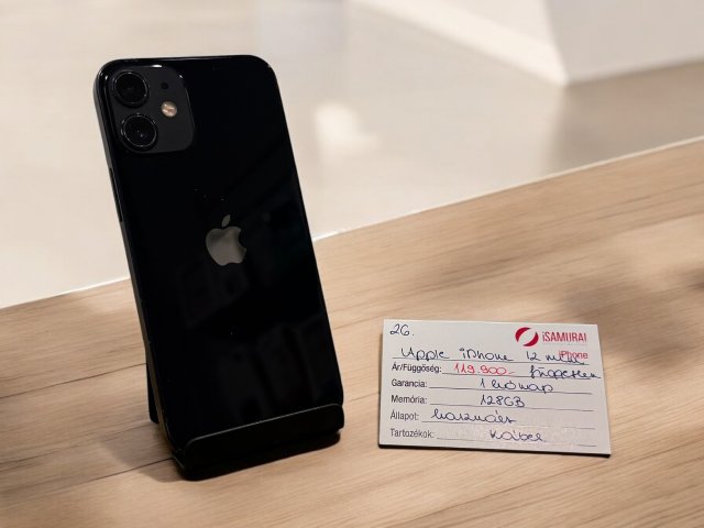 26. Apple iPhone 12 mini - Fekete - 128 GB