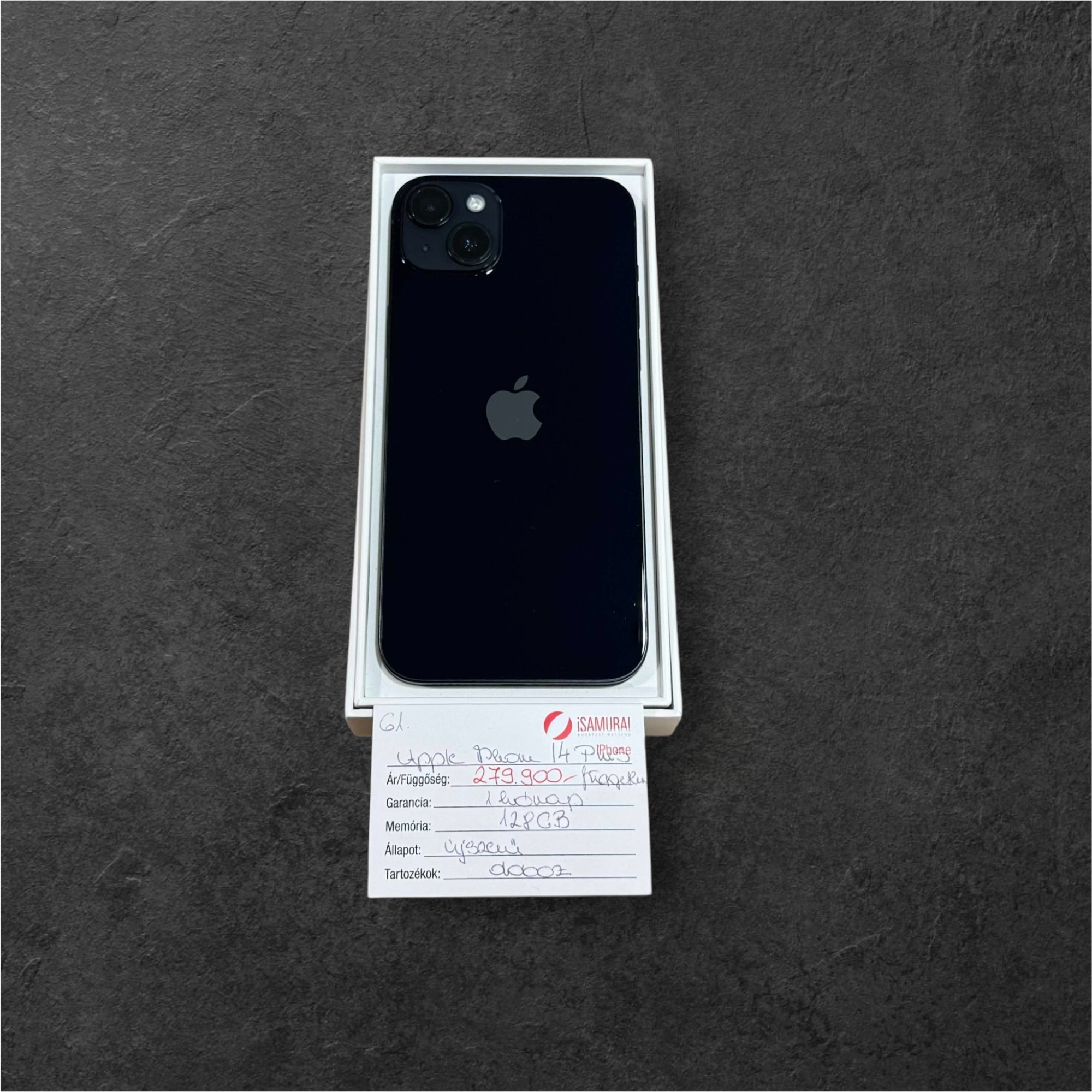 61. Apple iPhone 14 Plus - 128 GB - Fekete - Újszerű