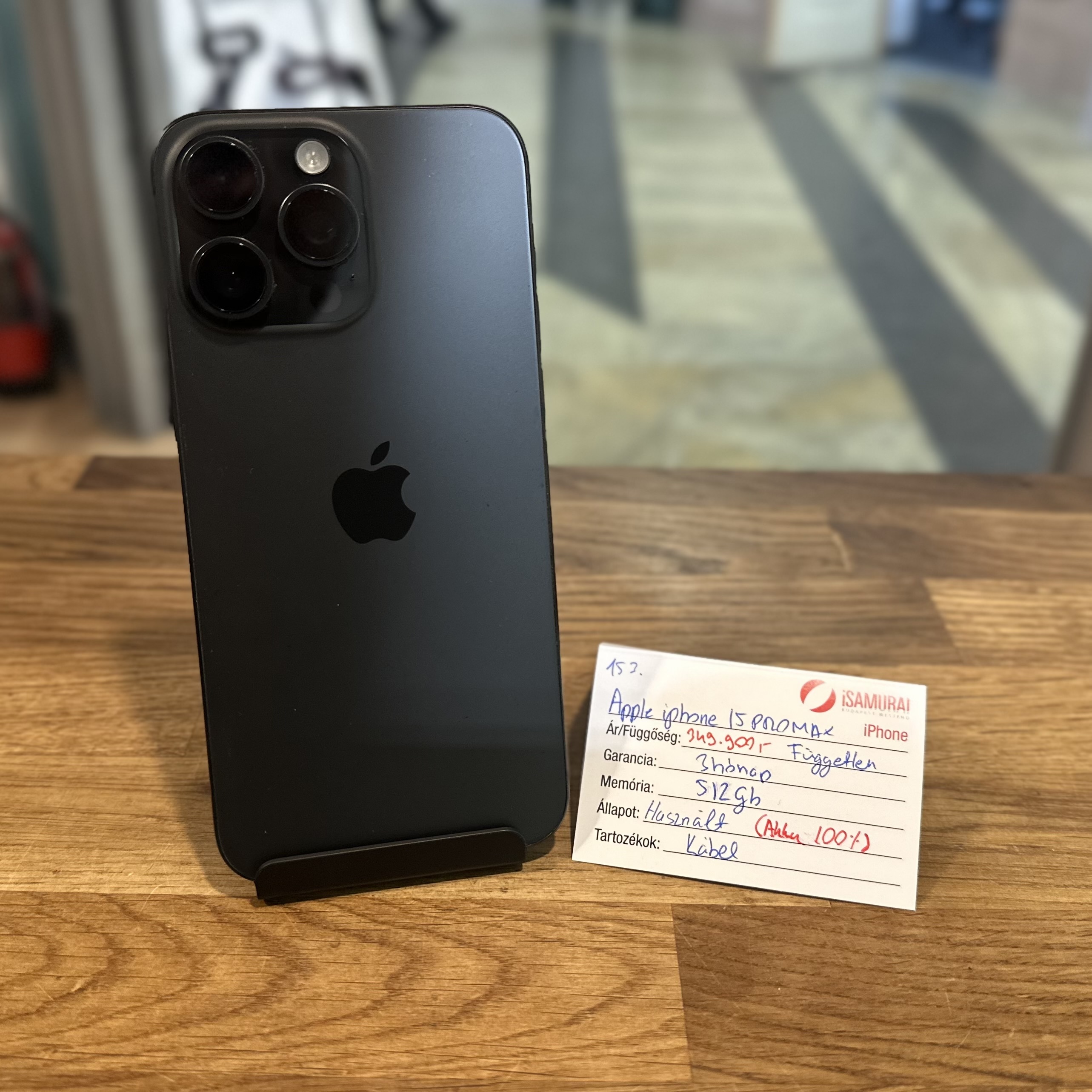 153. Apple iPhone 15 Pro Max - 512 GB - Fekete Titán