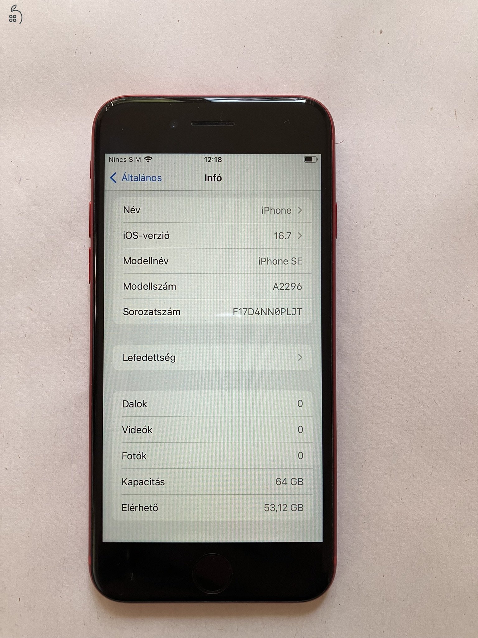 iPhone SE (2020) 64GB RED, független, kiváló állapot