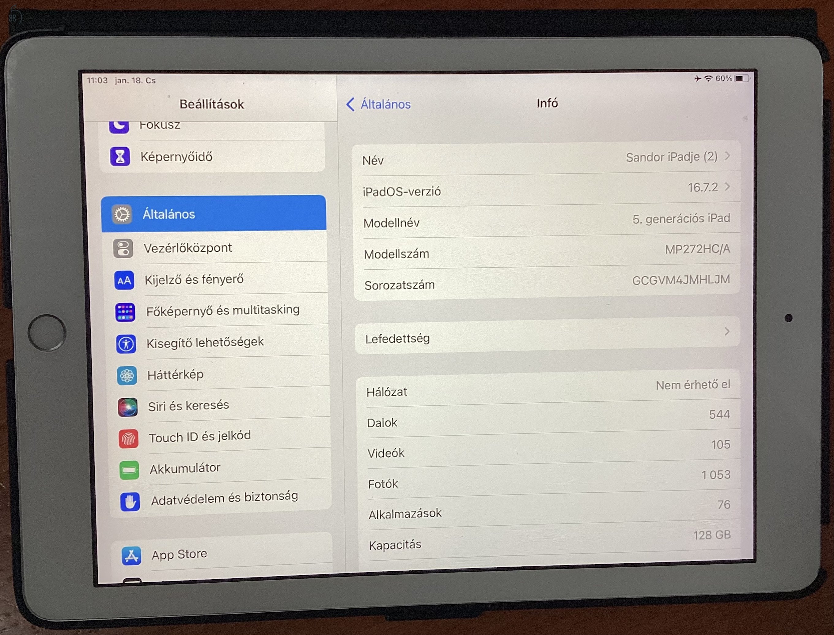 5. generációs iPad WIFI+cellular, 128 GB, fehér