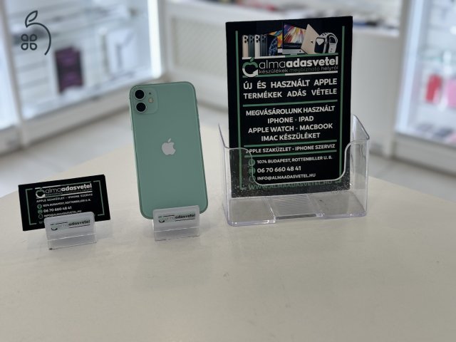 iPhone 11 128GB Zöld Független Mint Az Új/1 hónap gar./Akku 100%/p3231/
