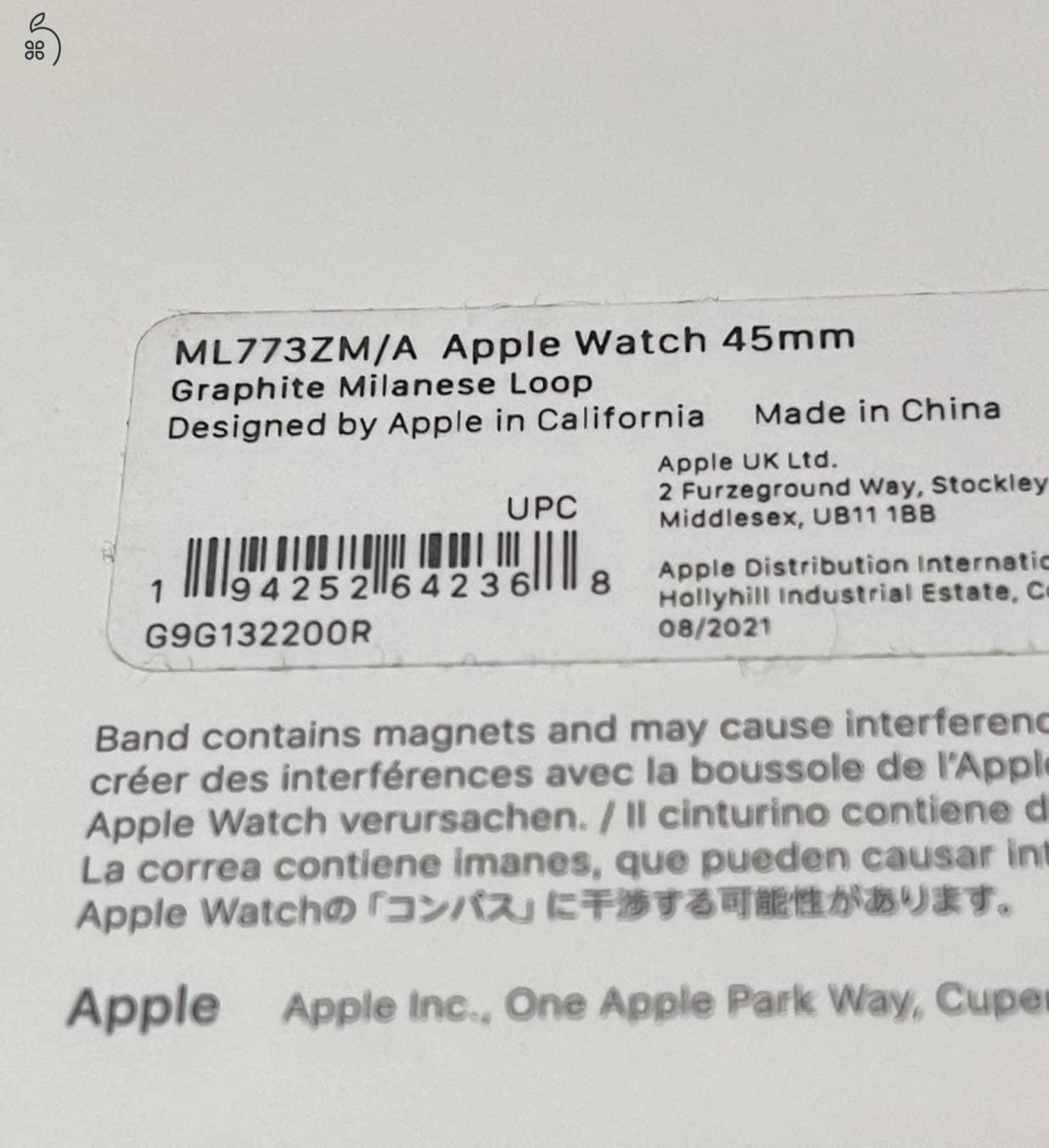 Apple Watch 45mm Grafit Milánói szíj, Csere is!