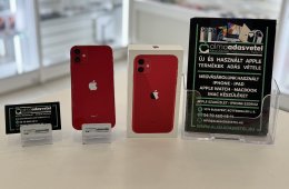 iPhone 11 64GB Red Független Újszerű/1 hónap gar./Akku 86%/p3278/