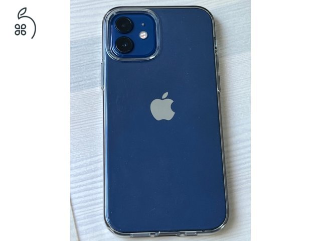 iPhone 12, kék, 128GB, 100% akksi, hibátlan + tok