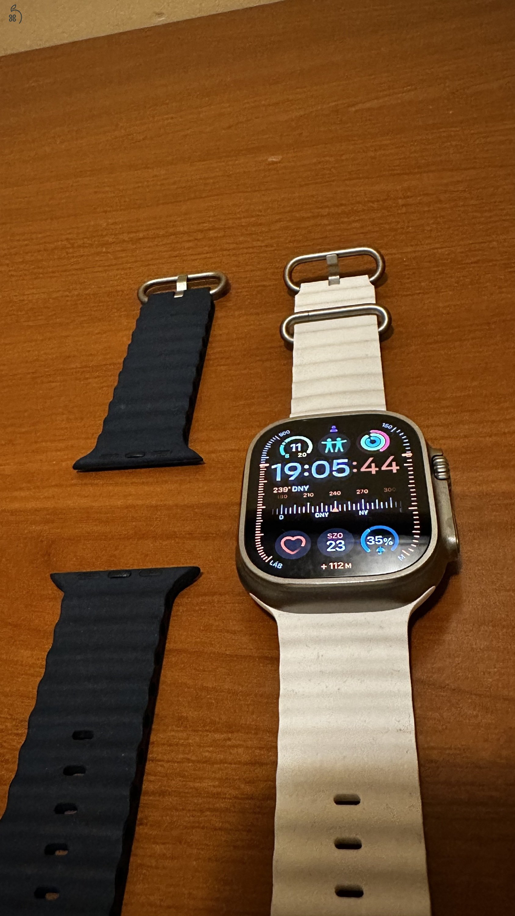 !!Blue + White !!szilikon szíjjal Apple Watch Ultra 2 49mmTitanium GPS+CELLULAR  64 Gb