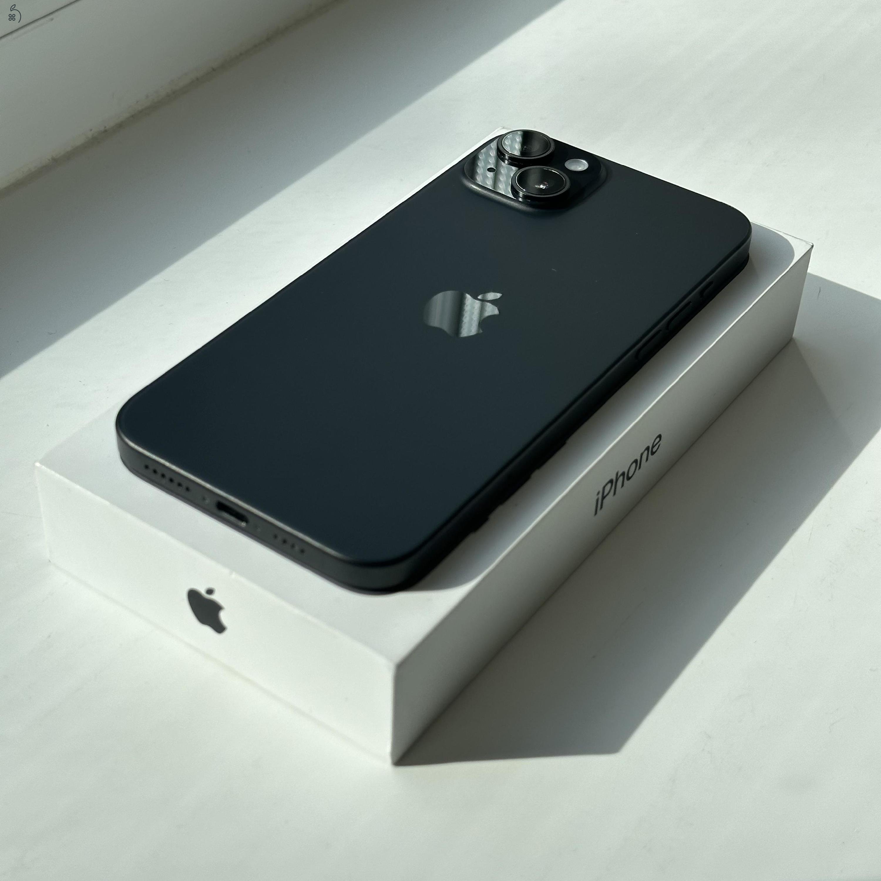 HIBÁTLAN iPhone 15 Plus 256GB Black - 1 ÉV GARANCIA , Kártyafüggetlen, 100% akkumulátor