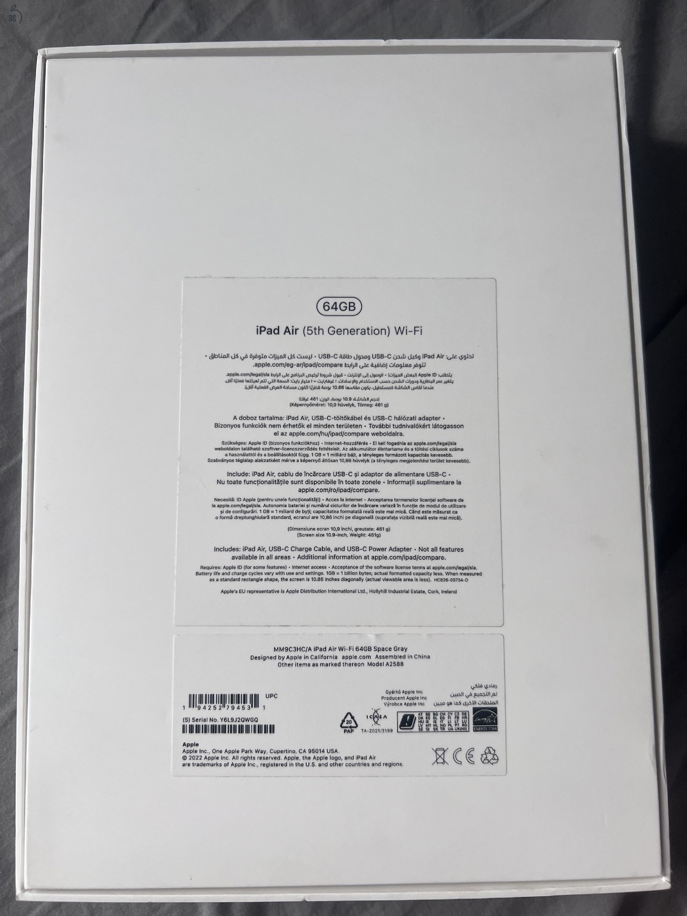 iPad Air 5th Generation 64 GB + tok + üvegfólia