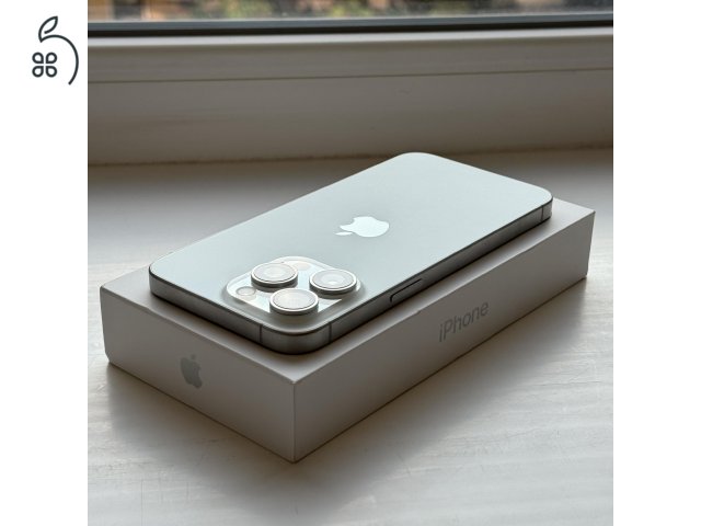 HIBÁTLAN iPhone 15 Pro Max 256GB Silver Titanium - 1 ÉV GARANCIA, Kártyafüggetlen, 100% Akkumulátor