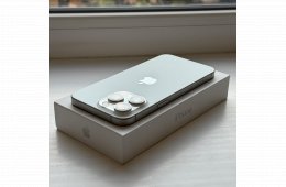 HIBÁTLAN iPhone 15 Pro Max 256GB Silver Titanium - 1 ÉV GARANCIA, Kártyafüggetlen, 100% Akkumulátor