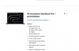 Macbook Pro 16' Space black M3 Pro/36Gb ram/2Tb SSD CTO Apple garancia. Akció!