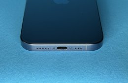 iPhone 15 Pro kék, 128GB, független, Akku 100%, 30 hó garancia újszerű állapot