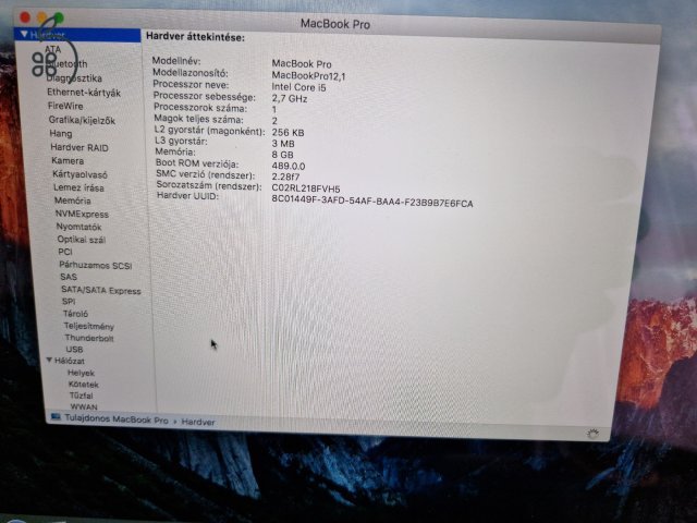 Macbook Pro I5 / 8GB /256GB SSD notebook 1 év garanciával