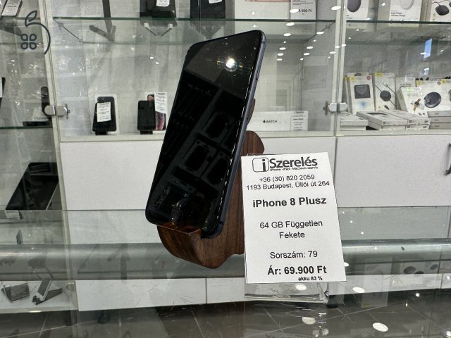iPhone 8 Plus 64GB független fekete 83% akkuval garanciával (79) iszerelés.hu