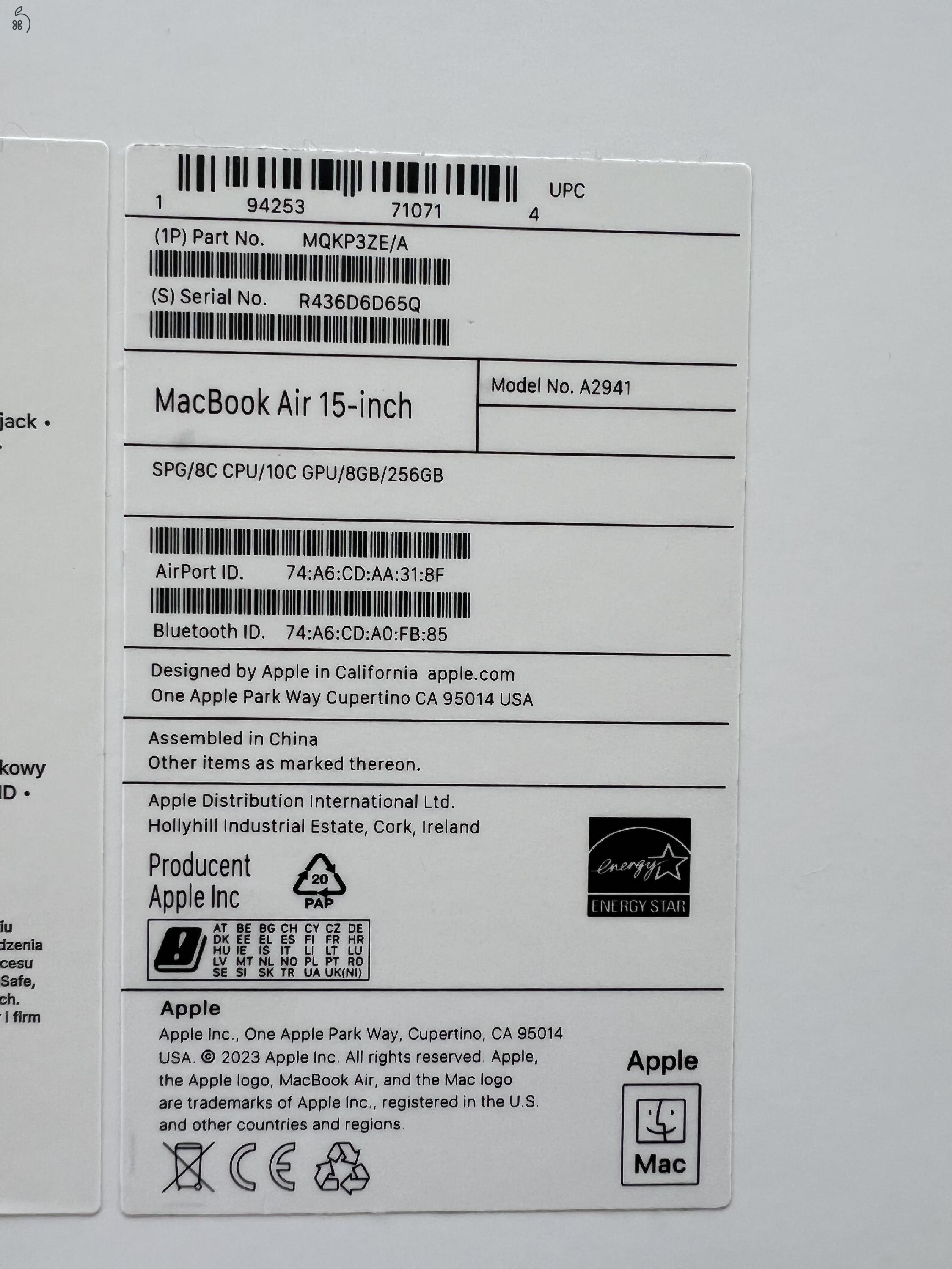 M2 Macbook Air Retina 15